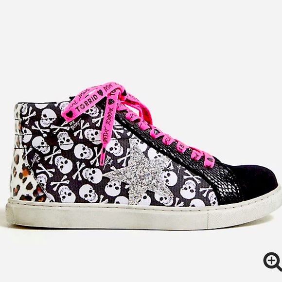 torrid Shoes - BETSEY JOHNSON Skull Distressed High Top Sneaker